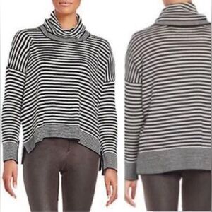 Alice + Olivia Striped Black & White Cowl Neck Women's Sweater